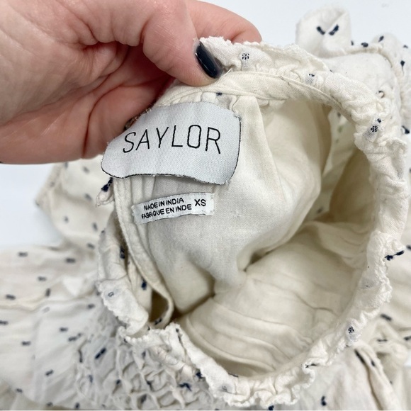 SAYLOR Women's Zella Smocked front Cotton Preppy Minimalist Short Dress‎ XS - Picture 11 of 12